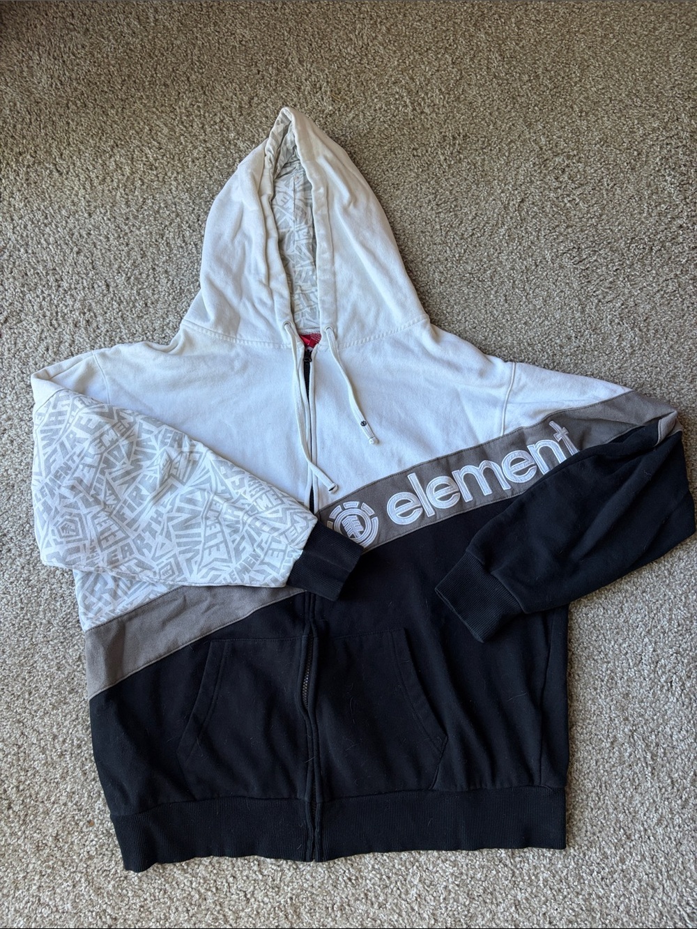 Element Men’s Colorblock Zip Hoodie in White, Gray, and Black